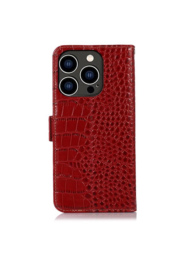 S-TOP Case For iPhone 16 Pro Crocodile Top Layer Cowhide Leather Phone Case - Image 4