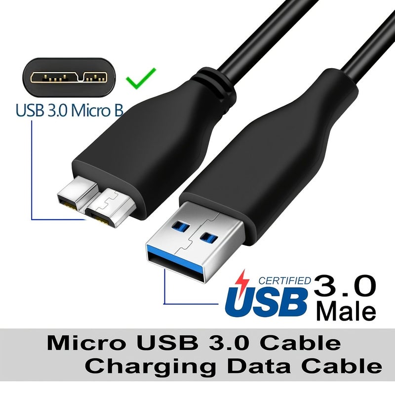 USB 3.0 A to Micro B Cable 39.37inch For External HDD Data Sync Adapter - Image 1