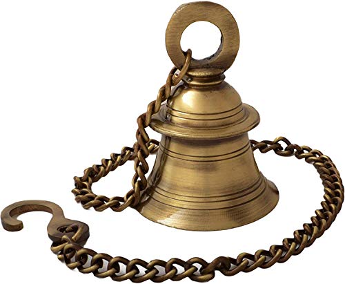 eSplanade Brass Hanging Bell with Chain Brass Hanging Bell Ghanti Home Decor Door Decor Pooja Accessories
