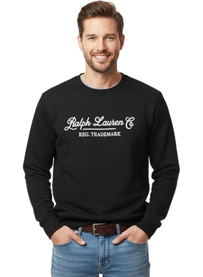 RALPH LAUREN Black Hoodie Soft Warm Fleece Material Classic Round Neck Embroidered Cuff Comfortable and Practical Piece for Everyday Outings Modern Style - #0092 - Image 1