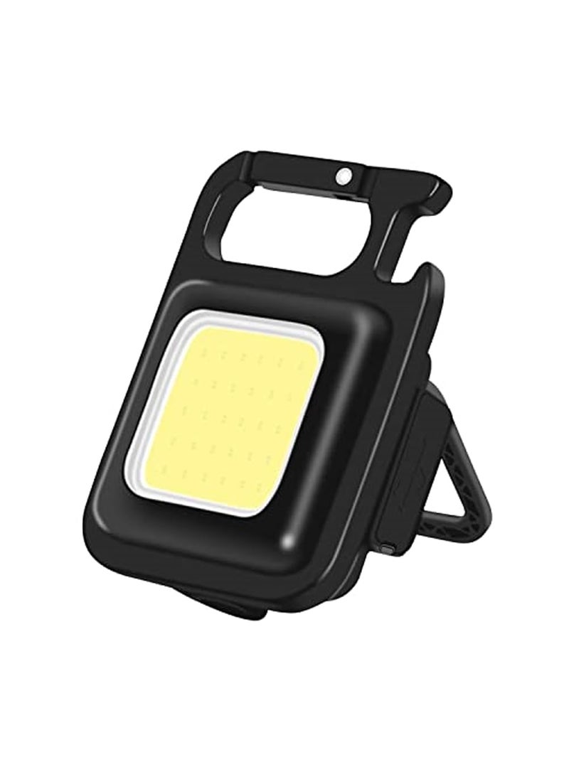 DIDseth Mini COB Lighting Small Flashlights500 Lumens Bright Rechargeable Keychain Flashlight 3 Light Modes Portable Pocket Light with Folding Bracket Bottle Opener for Fishing Camping Emergency Lighting  - Image 1