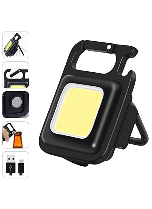 DIDseth Mini COB Lighting Small Flashlights500 Lumens Bright Rechargeable Keychain Flashlight 3 Light Modes Portable Pocket Light with Folding Bracket Bottle Opener for Fishing Camping Emergency Lighting  - Image 2