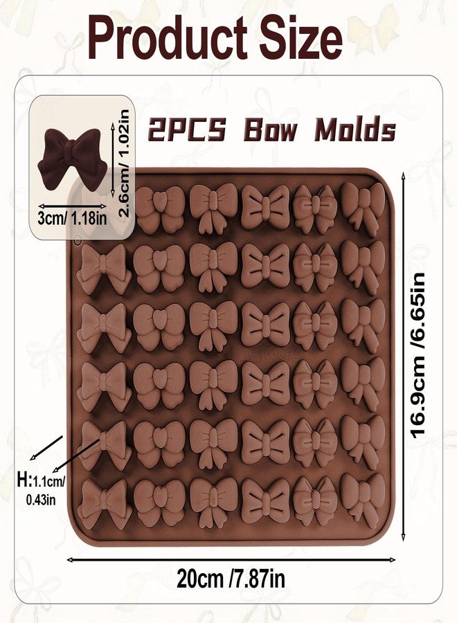 Fuehbur Mini Bow Candy Floral Silicone Molds 2PCS, Chocolate Moulds with Butterfly-Bow in 6 Different Shape Jello Design, 36 Cavity Ice Mold Pudding Molds for Cake Desserts Making, Cupcake Toppers - Image 2