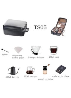 Alissa 9 Piece Portable Coffee Maker Set with Carry Case Includes Drip Kettle Manual Grinder Coffee Scale Filter Papers Share Pot and Double Wall Mug Perfect for Home Office and Travel  - Image 4