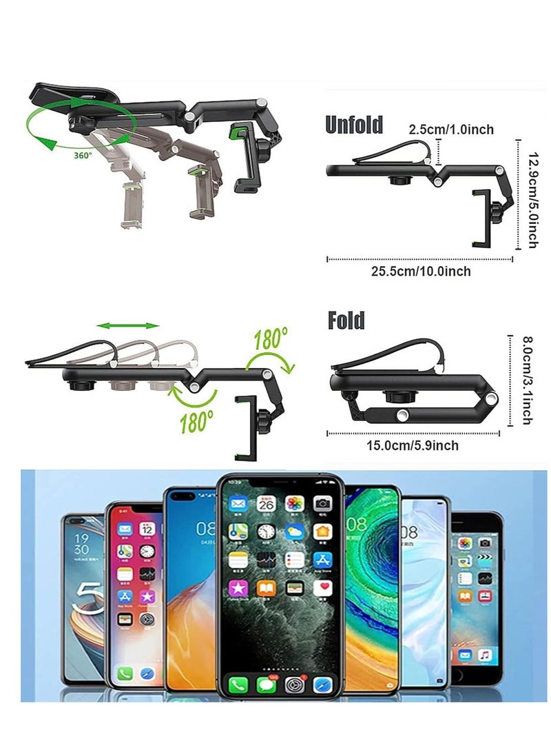 ELTRAZONE Sun Visor Car Phone Holder Mount Multifunctional Cell Phone Stand Universal Adjustable Arm Cradles Car Holder Mount Phone Car Clip Mount for Sun Visor Rearview Mirror Steering Wheel (Green) - Image 4