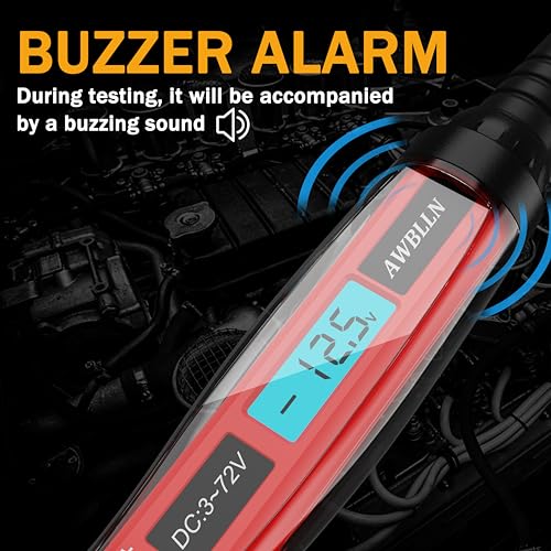 AWBLIN 3-72V DC Automotive Test Light, LCD Digital Light Tester with Voltmeter, Heavy Duty Circuit Tester with Polarity Indicate and Illuminating Lights, Fuse Voltage Tester Auto Electrical Tool - Image 4