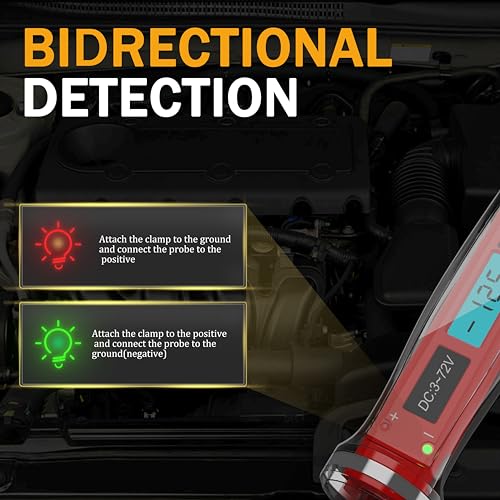 AWBLIN 3-72V DC Automotive Test Light, LCD Digital Light Tester with Voltmeter, Heavy Duty Circuit Tester with Polarity Indicate and Illuminating Lights, Fuse Voltage Tester Auto Electrical Tool - Image 3