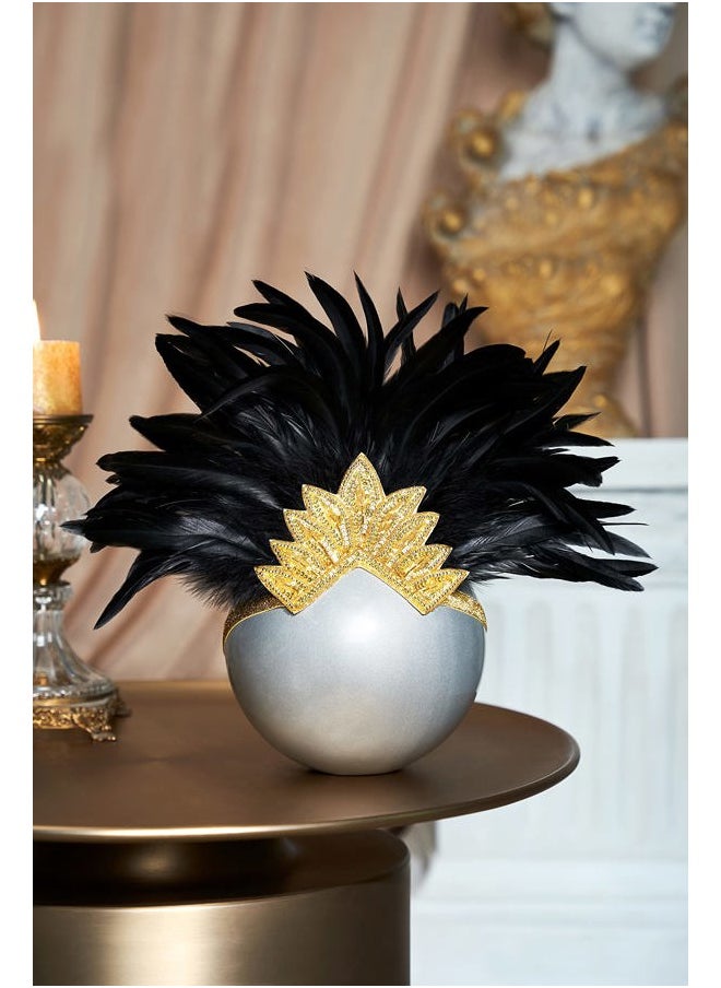 BABEYOND Carnival Feather Headpiece Showgirl Pageant Headband Women's 1920s Flapper Headband (Gold Crystal)  - Image 2