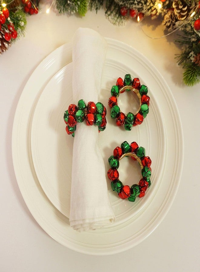 Utalek Christmas Napkin Rings Set of 6 Jingle Bell Napkin Rings Holders Red and Green Xmas Serviette Buckle Holder for Christmas, Dinner, Parties, Holiday Dining Table Decor - Image 5