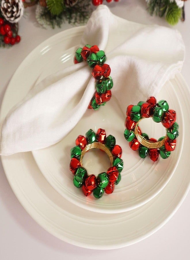 Utalek Christmas Napkin Rings Set of 6 Jingle Bell Napkin Rings Holders Red and Green Xmas Serviette Buckle Holder for Christmas, Dinner, Parties, Holiday Dining Table Decor - Image 4