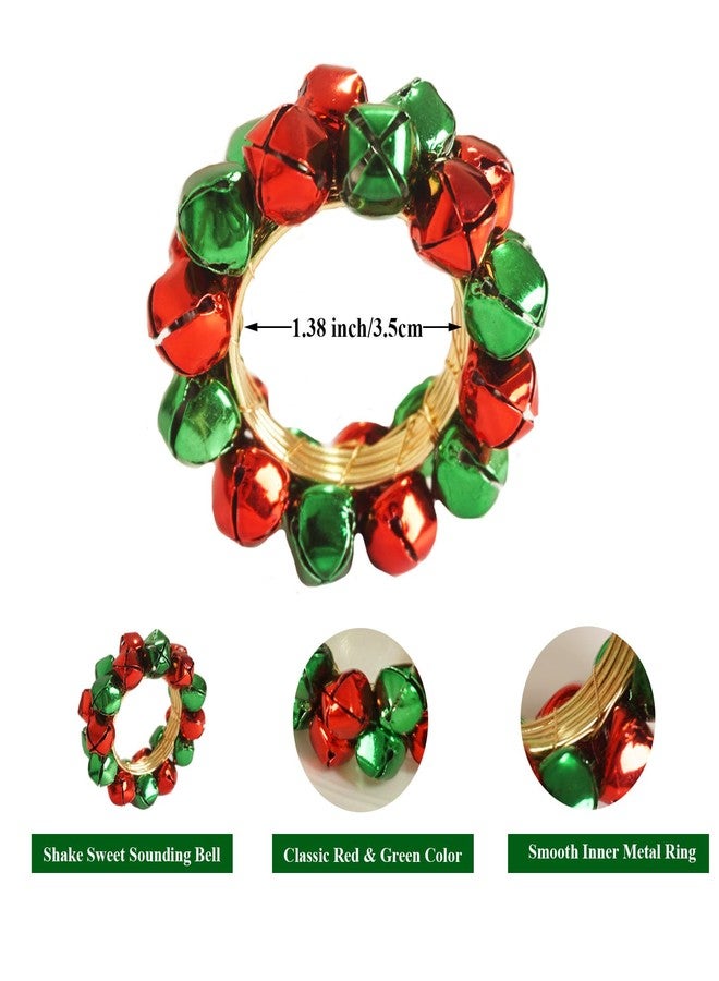Utalek Christmas Napkin Rings Set of 6 Jingle Bell Napkin Rings Holders Red and Green Xmas Serviette Buckle Holder for Christmas, Dinner, Parties, Holiday Dining Table Decor - Image 2