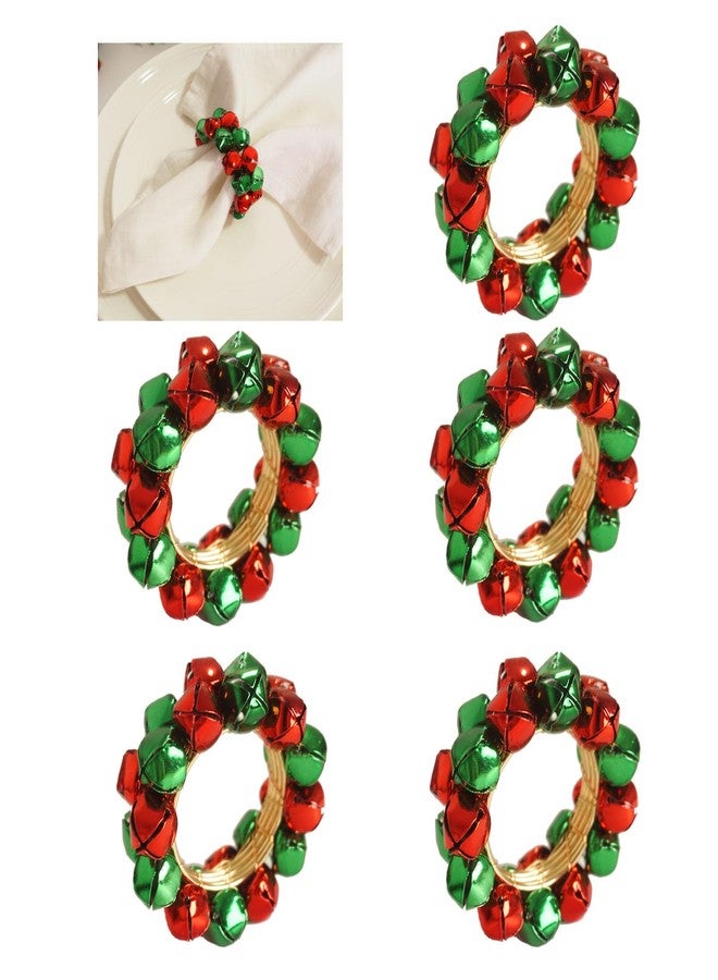 Utalek Christmas Napkin Rings Set of 6 Jingle Bell Napkin Rings Holders Red and Green Xmas Serviette Buckle Holder for Christmas, Dinner, Parties, Holiday Dining Table Decor - Image 1