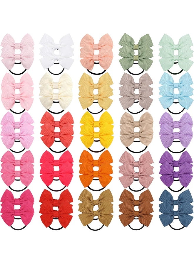BBGifts 50PCS Tiny Baby Hair Ties, 2 Inch Baby Bows Rubber Bands Hair Ties, 25 Pairs Soft Elastics Ponytail Holders Hair Accessories for Infants Toddlers - Image 1