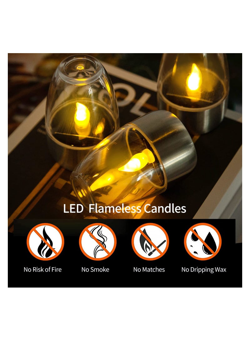 Excefore Solar Candles Outdoor Waterproof, Flameless Tea Lights, Garden Lantern Mini, Solar Rechargeable Battery Window Lights (White) - Image 4