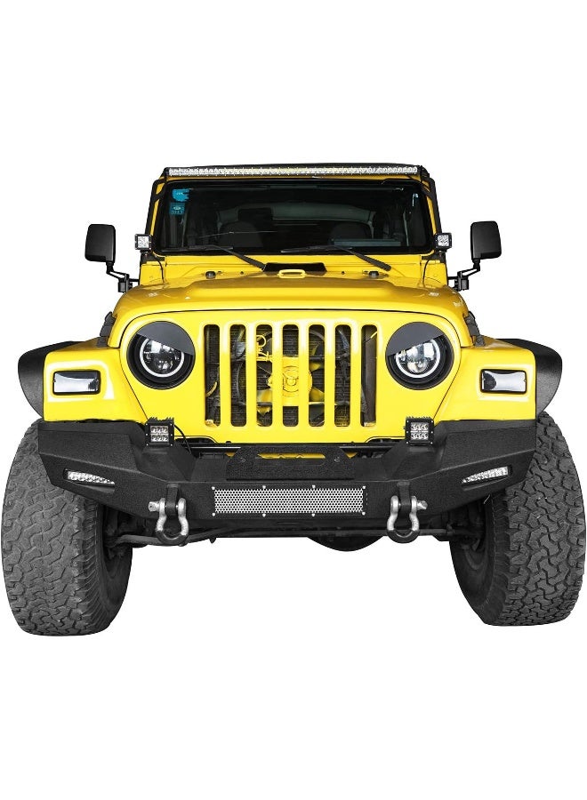Hooke Road Matte Black Headlight Bezels Angry Bird Cover Compatible with Jeep Wrangler TJ 1997-2006- Pair - Image 2