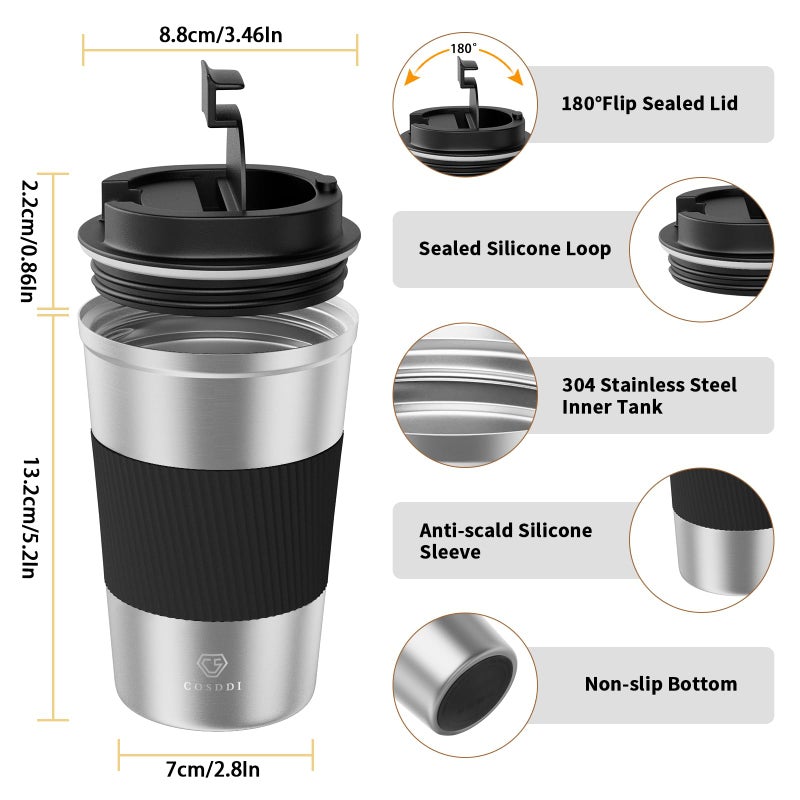 CS COSDDI 12 oz Stainless Steel Vacuum Insulated Tumbler - Coffee Travel Mug Spill Proof with Lid - Thermos Cup for Keep Hot/Ice Coffee Tea and Beer - Image 1
