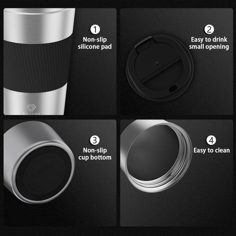 CS COSDDI 12 oz Stainless Steel Vacuum Insulated Tumbler - Coffee Travel Mug Spill Proof with Lid - Thermos Cup for Keep Hot/Ice Coffee Tea and Beer - Image 3
