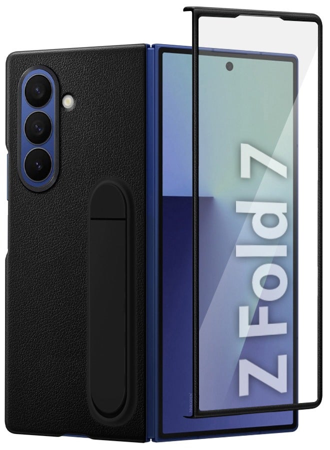 Leather Case Cover for Samsung Galaxy Z Fold 7, Kindsuit Case Slim and sleek with Secure Hand Grip - Black - Image 1