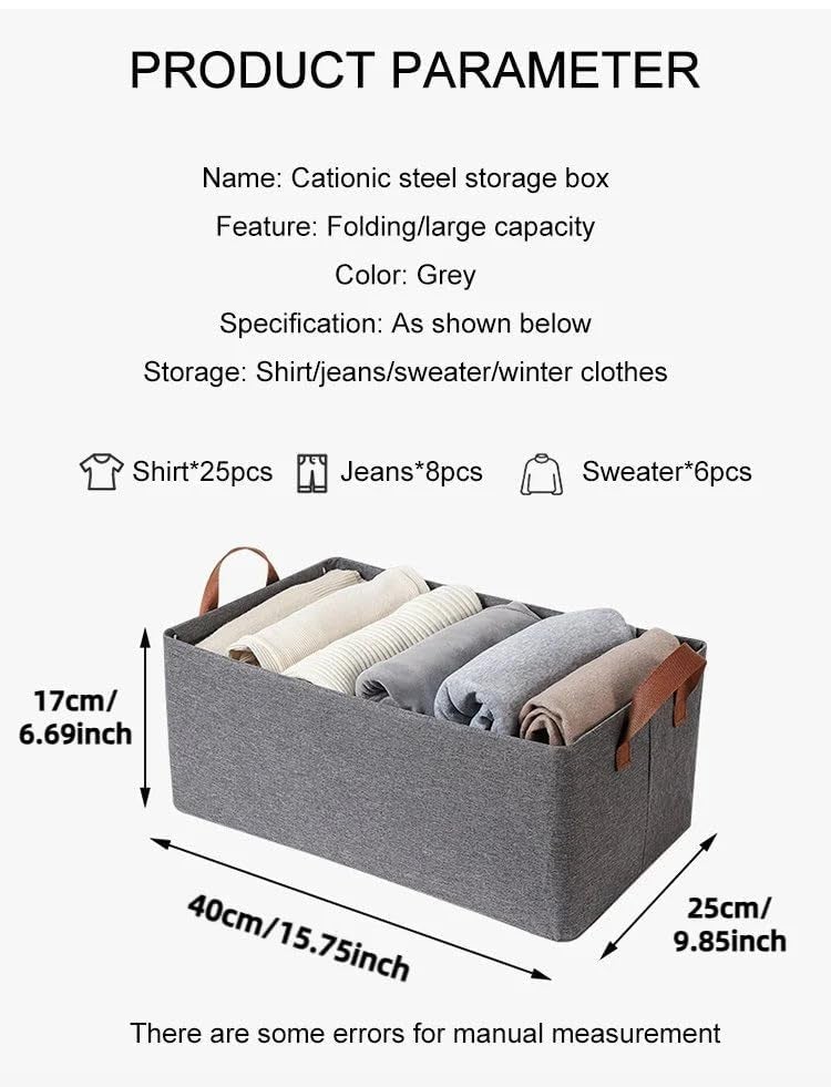 JB Export Foldable Cloth Baske Foldable Cloth Storage BasketMulti Functional Wardrobe Clothes OrganizersCloset Collapsible Clothing Basket With Handles26 Ltr Storage Basket - Image 4