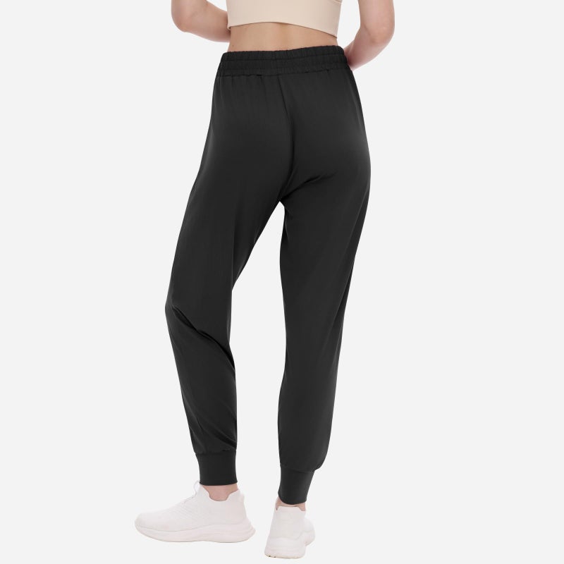 TNNZEET Women's Joggers with Pockets - High Waisted Sweatpants Tapered Leg Drawstring Lightweight Athletic Pants Black - Image 3