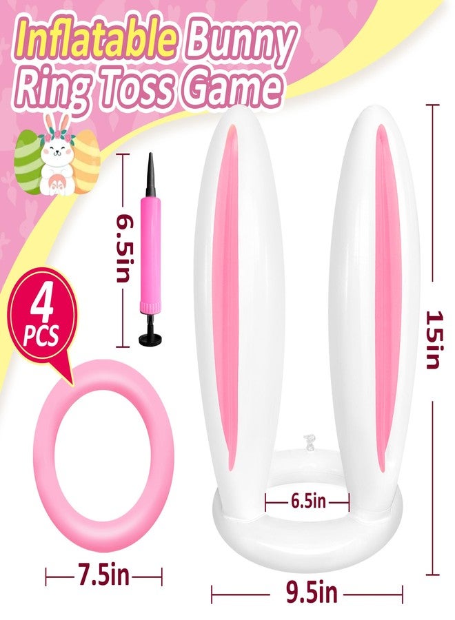 Yoblink Easter Ring Toss,Inflatable Bunny Ears Ring Toss Game,1 Inflatable Bunny Ears, 4 Rings, and 1 Air Pump - Image 2
