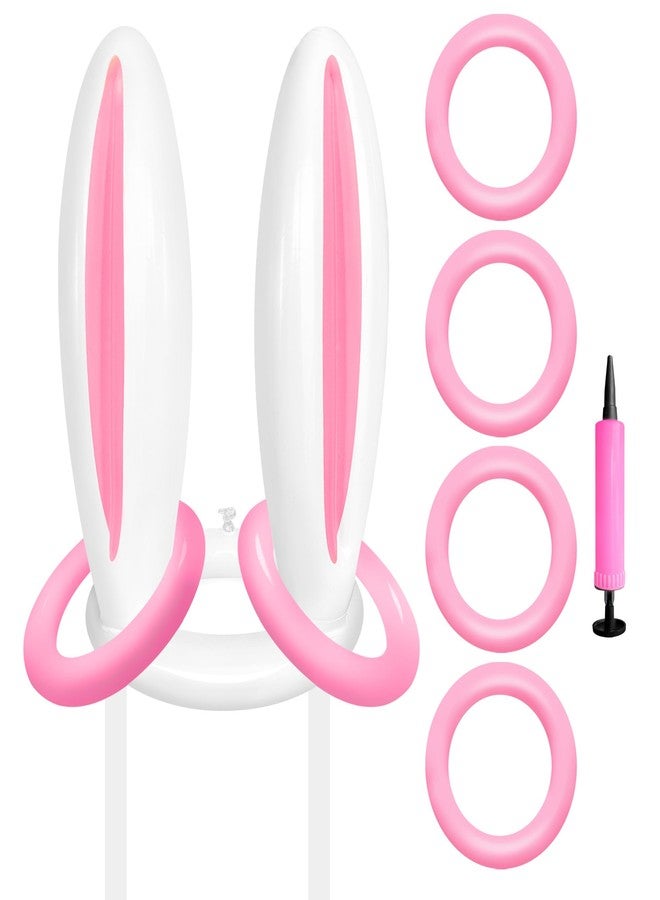 Yoblink Easter Ring Toss,Inflatable Bunny Ears Ring Toss Game,1 Inflatable Bunny Ears, 4 Rings, and 1 Air Pump - Image 1