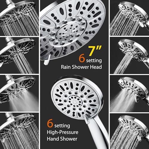 AquaDance for California - 7" Premium High Pressure 3-Way Rainfall Combo for Best of Both Worlds - Enjoy Luxury 6-Setting Rain Showerhead and Hand Held Shower Separately or Together - Chrome Finish - Image 4