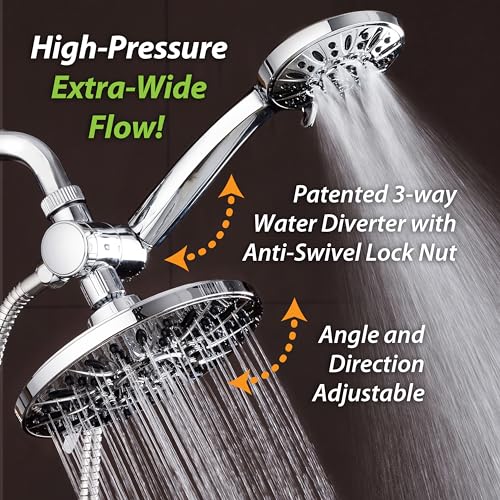 AquaDance for California - 7" Premium High Pressure 3-Way Rainfall Combo for Best of Both Worlds - Enjoy Luxury 6-Setting Rain Showerhead and Hand Held Shower Separately or Together - Chrome Finish - Image 5