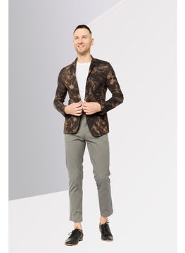 EMPORIO ARMANI Men Regular Fit Textured Casual Blazer, Brown  - Image 2