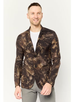 EMPORIO ARMANI Men Regular Fit Textured Casual Blazer, Brown  - Image 1