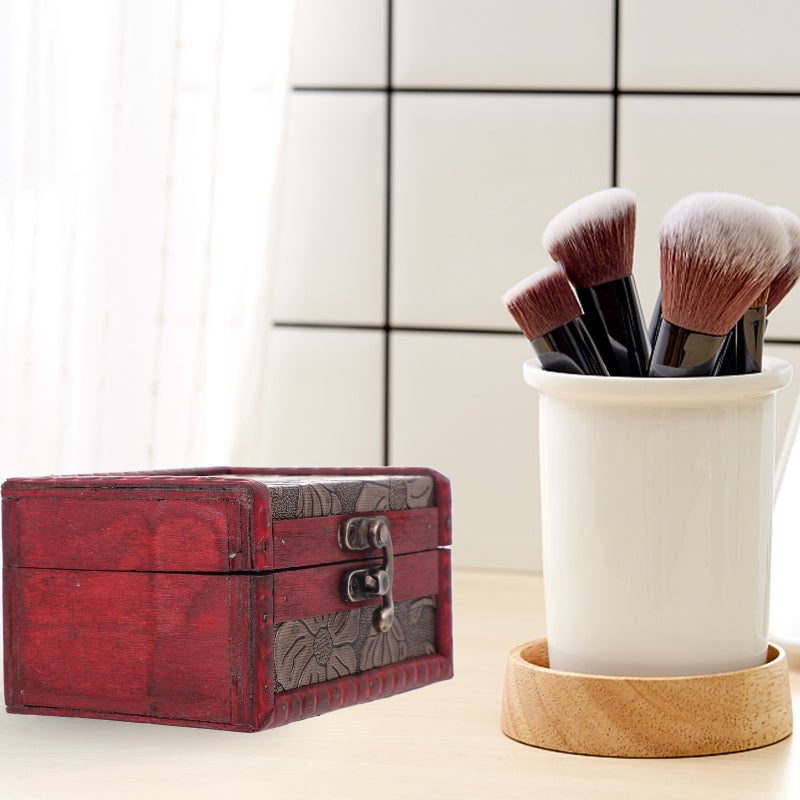 2pcs Antique Makeup Tool Storage Box Retro Photography Prop Storage Box - Image 2