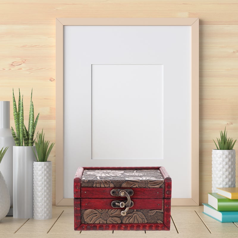 2pcs Antique Makeup Tool Storage Box Retro Photography Prop Storage Box - Image 5