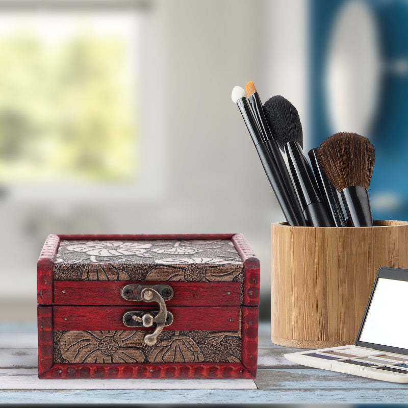 2pcs Antique Makeup Tool Storage Box Retro Photography Prop Storage Box - Image 3
