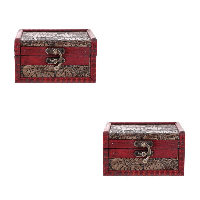 2pcs Antique Makeup Tool Storage Box Retro Photography Prop Storage Box - Image 1