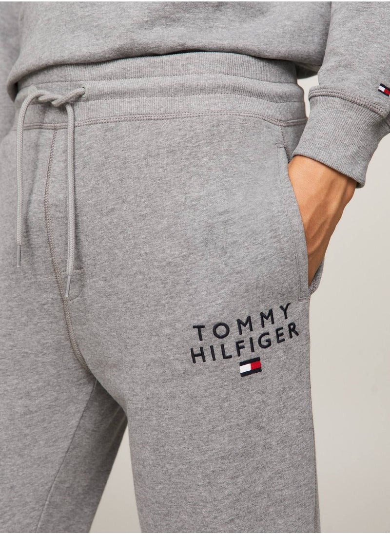TOMMY HILFIGER Men's Logo Lounge Joggers - Cotton Blend, Grey  - Image 3