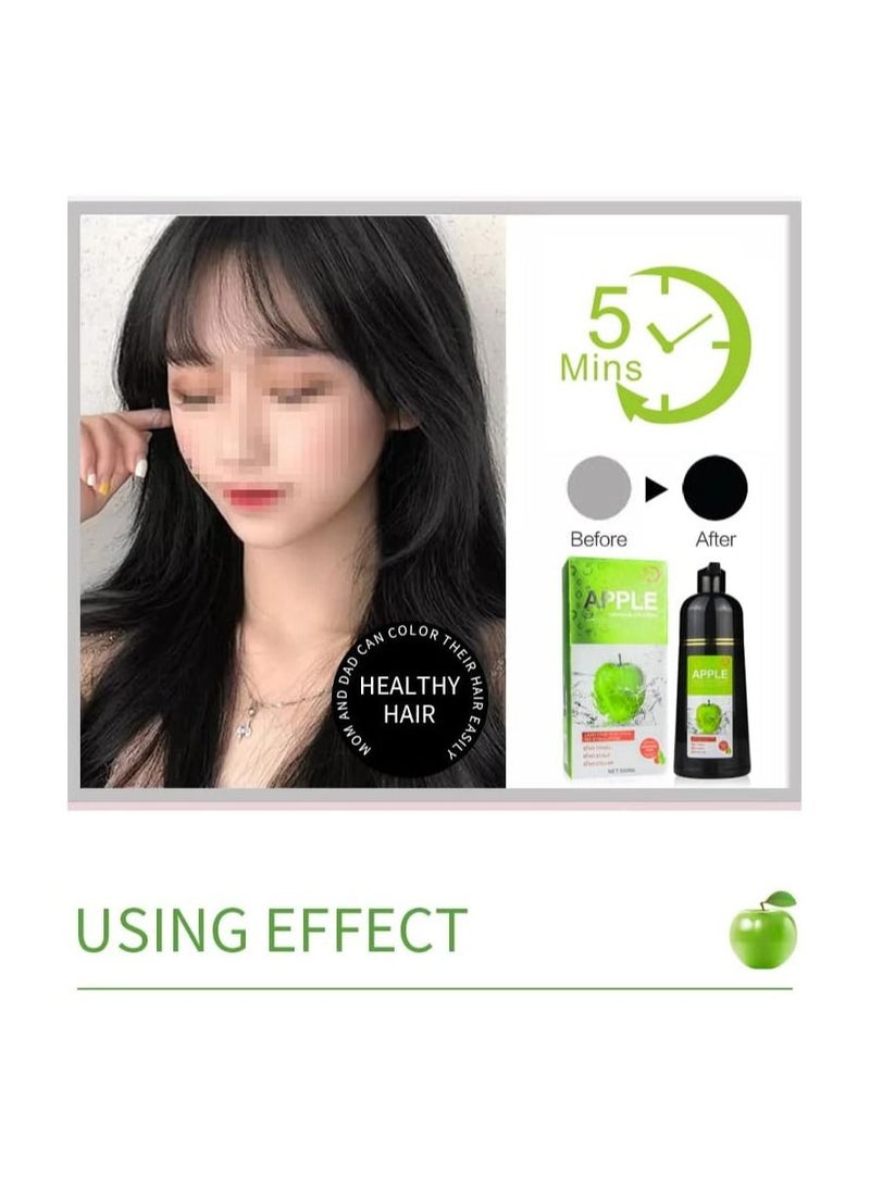 MOKERU Apple Herbal Hair Color Shampoo - Safe, Effective, and No-Side-Effect Solution for Men and Women in Black - Image 3