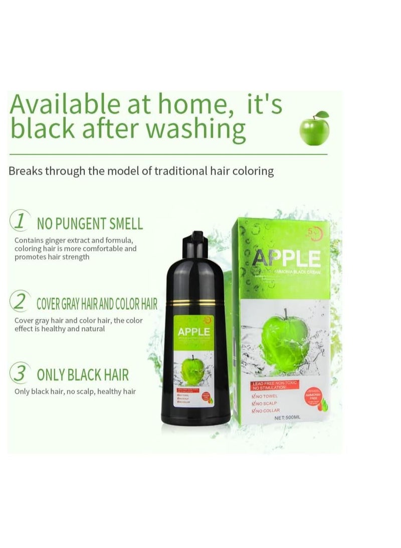MOKERU Apple Herbal Hair Color Shampoo - Safe, Effective, and No-Side-Effect Solution for Men and Women in Black - Image 2