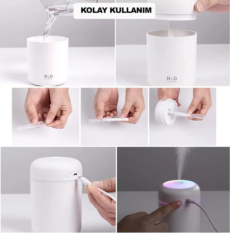 Robeve 300 ml Ultrasonic Air Humidifier Ambient Humidifier Lighted Air Humidifier Steam Humidifier Steam Maker and Aroma Diffuser H2O Humidifier Room Humidifier Air Purifier