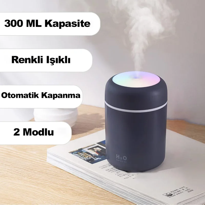 Robeve 300 ml Ultrasonic Air Humidifier Ambient Humidifier Lighted Air Humidifier Steam Humidifier Steam Maker and Aroma Diffuser H2O Humidifier Room Humidifier Air Purifier