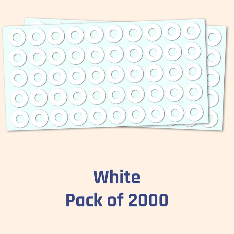 TownStix 2000 Pieces - Hole Punch Reinforcement Stickers Labels, Paper Binder Hole-Punched Pages Reinforcements - 1/4 inch, White - Image 2