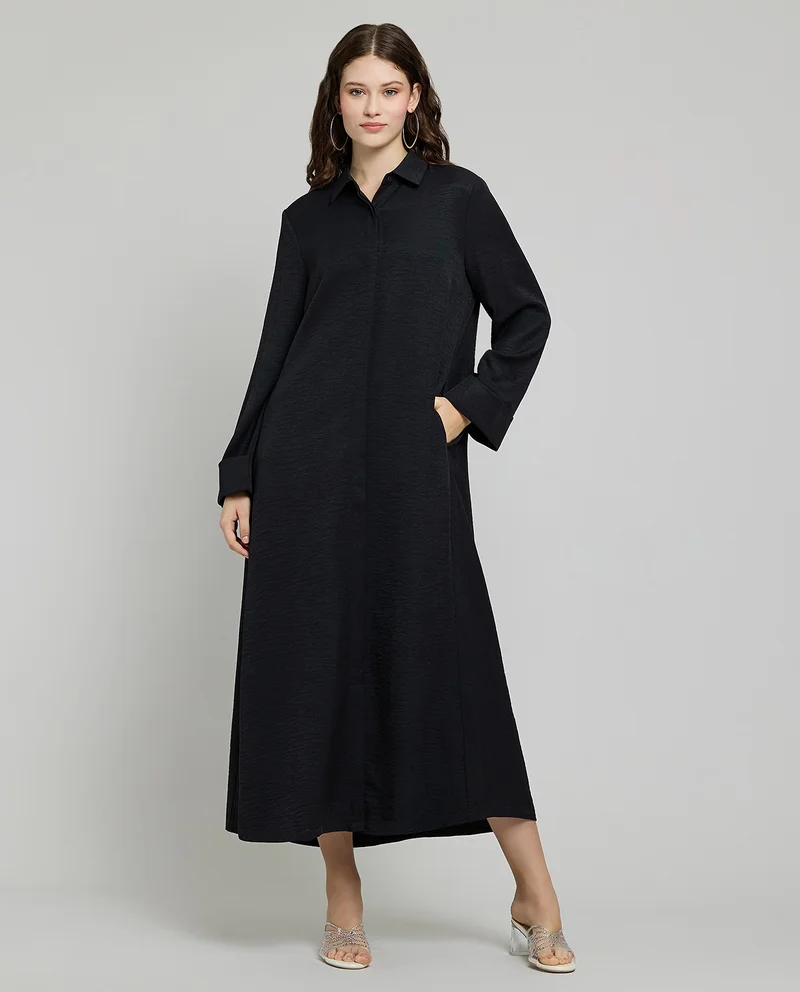 أر أند بي Solid Shirt Tunic with Long Sleeves