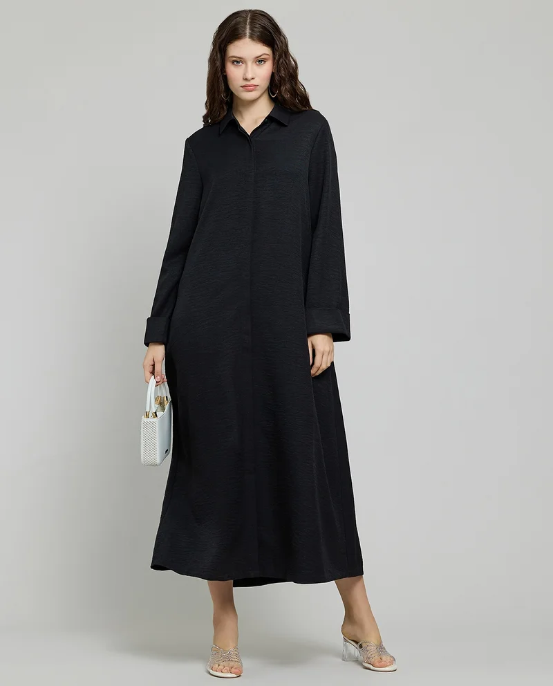 أر أند بي Solid Shirt Tunic with Long Sleeves