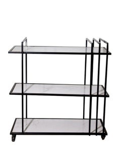fan baytk Black metal 3-tier serving cart with glass - perfect for serving drinks and meals with convenient dimensions to fit all spaces, 80 cm length, 90 cm height, 30 cm width.  - Image 2