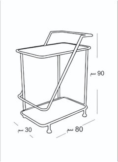 fan baytk Black metal 3-tier serving cart with glass - perfect for serving drinks and meals with convenient dimensions to fit all spaces, 80 cm length, 90 cm height, 30 cm width.  - Image 4