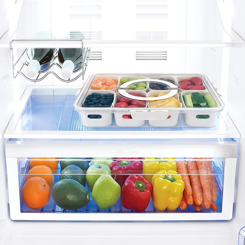TAROSE Snackle Box Container, 8 Compartments Divided Serving Tray with Lid and Handle, Portable Snack Box Containers for Veggie Tray Charcuterie Boxes Fruit Storage Candy Organizer (8 Compartments) - Image 5