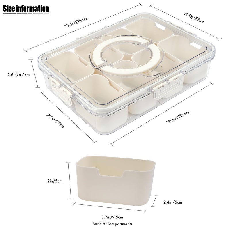 TAROSE Snackle Box Container, 8 Compartments Divided Serving Tray with Lid and Handle, Portable Snack Box Containers for Veggie Tray Charcuterie Boxes Fruit Storage Candy Organizer (8 Compartments) - Image 2