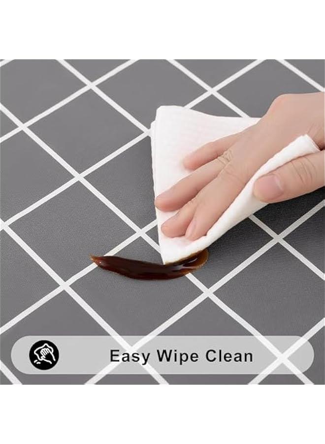 HOOKOR Rectangle Table Cloth, Waterproof Vinyl Tablecloths with Flannel Backing, Wipeable Plastic Plaid Table Cover for Dining, Picnic, Indoor and Outdoor,140x 220CM (Grey) - Image 3