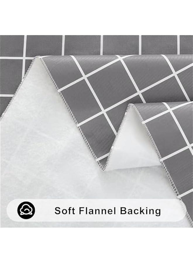 HOOKOR Rectangle Table Cloth, Waterproof Vinyl Tablecloths with Flannel Backing, Wipeable Plastic Plaid Table Cover for Dining, Picnic, Indoor and Outdoor,140x 220CM (Grey) - Image 4