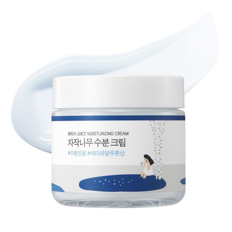 ROUND LAB Birch Juice Moisturizing Cream 27 Fl Oz 48Hour Deep Hydrating Face Moisturizer with Birch Sap  Vita Hyaluronic Acid for AcneProne Skin Reduces Sebum Oil Blackheads Korean Skin Care