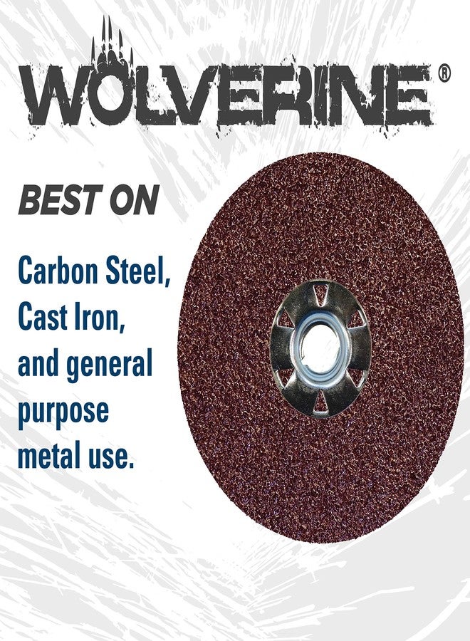 Weiler 59973 Wolverine Aluminum Oxide Resin Fiber Sanding & Grinding Disc, 4-1/2" Diameter, 36 Grit, 5/8" - 11 Hub (Pack of 25) - Image 2